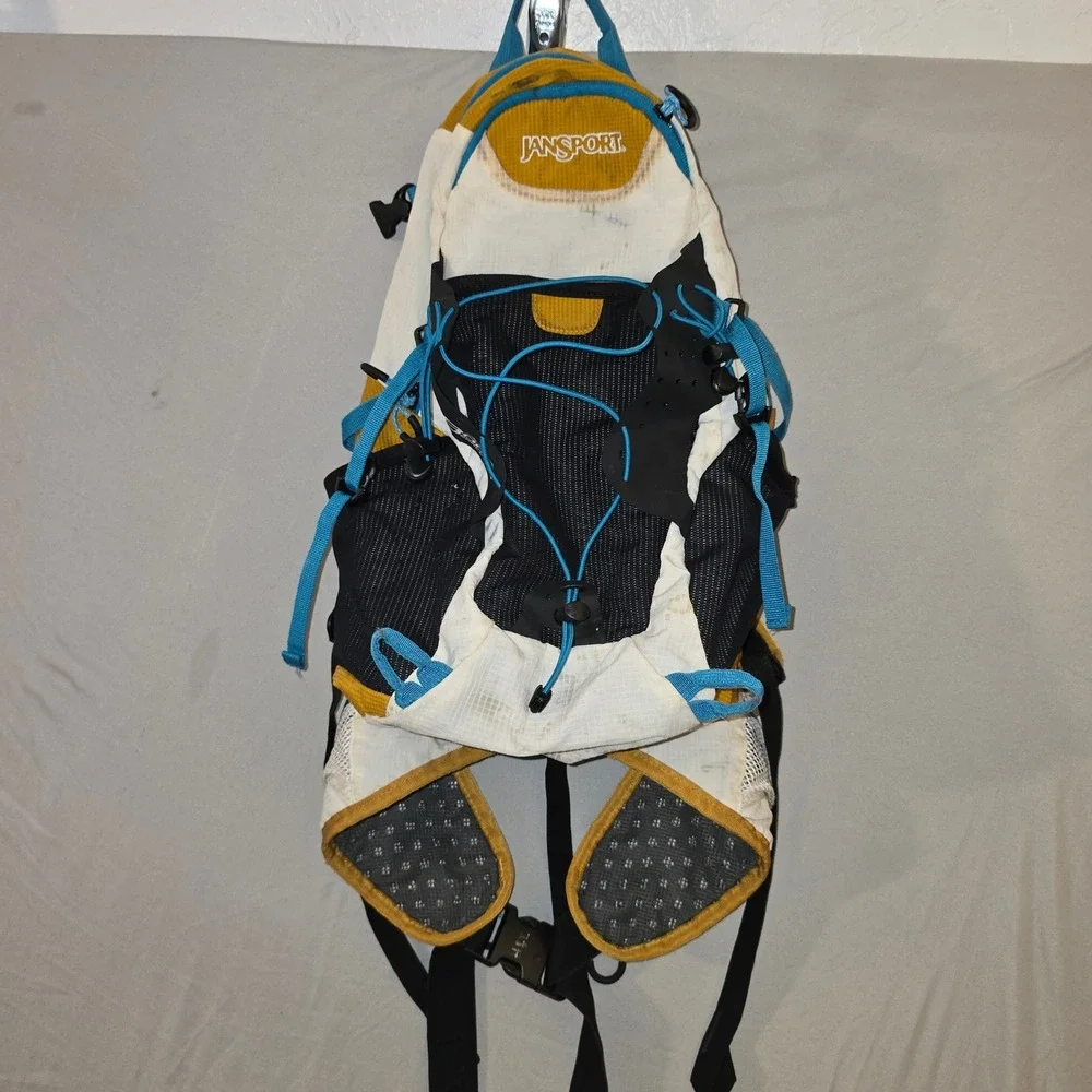 JanSport 8000M Challenge Backpack OS White Yellow Blue Technical Hiking